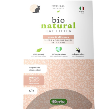 100 % natūralus biologiškai suyrantis kačių kraikas - su kvapą kontroliuojančiomis savybėmis, pagamintas iš itališkų baltųjų kukurūzų