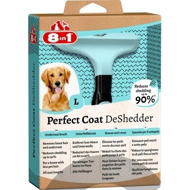 8in1 Perfect Coat DeShredder L - фурминатор для удаления отмершей шерсти для крупных пород 8in1 Perfect Coat DeShredder L - фурминатор для удаления отмершей шерсти для крупных пород