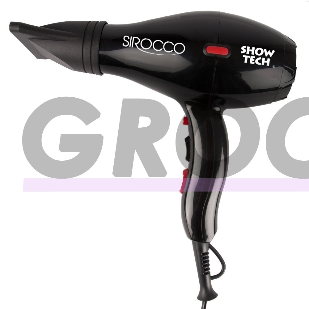 Show Tech Sirocco Hand Dryer 1200W - kompaktiškas rankinis džiovintuvas, juodas