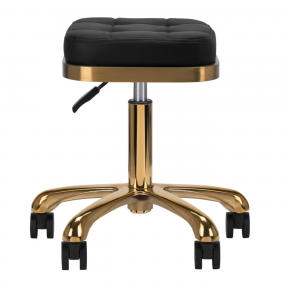 "Activ M-1645 Gold Black" - aukso spalvos groomerio kėdė, kvadratinė dygsniuota, juoda