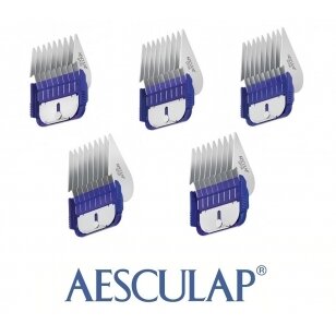 Aesculap Snap-On Combs Set - 5 vnt. profesionalių plieninių antgalių rinkinys su dėklu