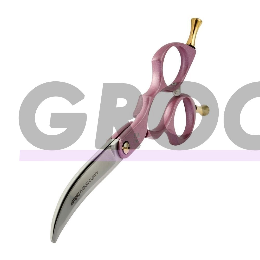 Artero Fusion Pink Curvy Scissors - profesionalios, lengvos "Asian Fusion" 7 colių kirpimo žirklės 3