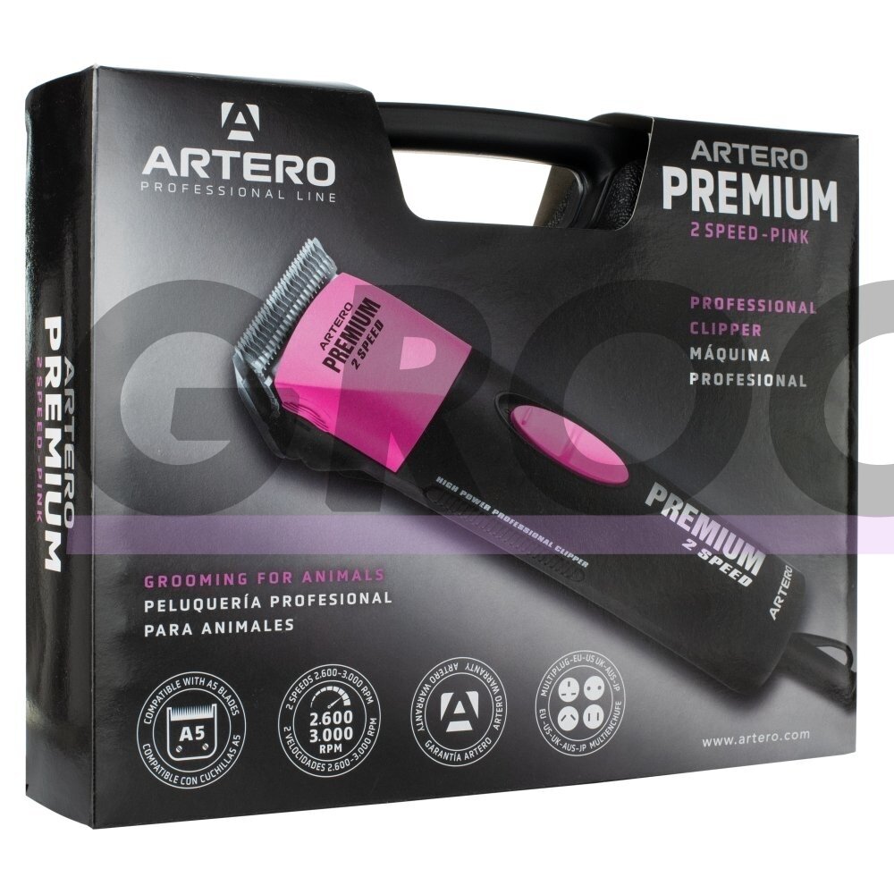 "Artero Premium" 2 greičių rožinė kirpimo mašinėlė 25 W - profesionali dviejų greičių gyvūnų kirpimo mašinėlė su Nr 10 galvutė 1 "Artero Premium" 2 greičių rožinė kirpimo mašinėlė 25 W - profesionali dviejų greičių gyvūnų kirpimo mašinėlė su Nr 10 galvutė 1