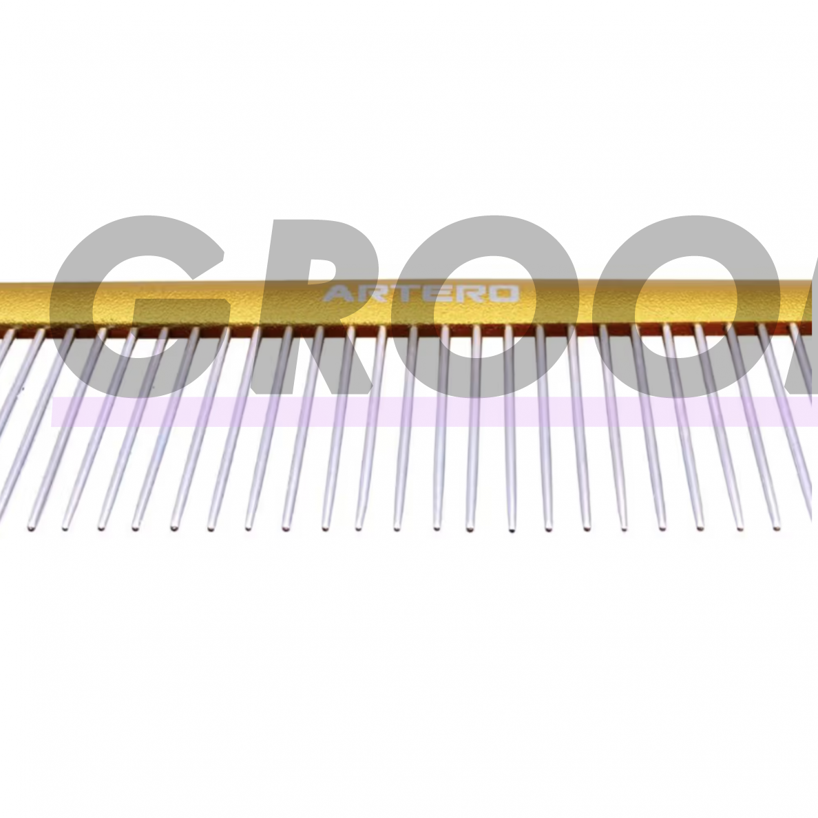 "Artero Nature Giant Gold Comb" - большая расческа 25 см с алюминиевой ручкой, среднее расстояние между зубцами, штифт 36 мм 2