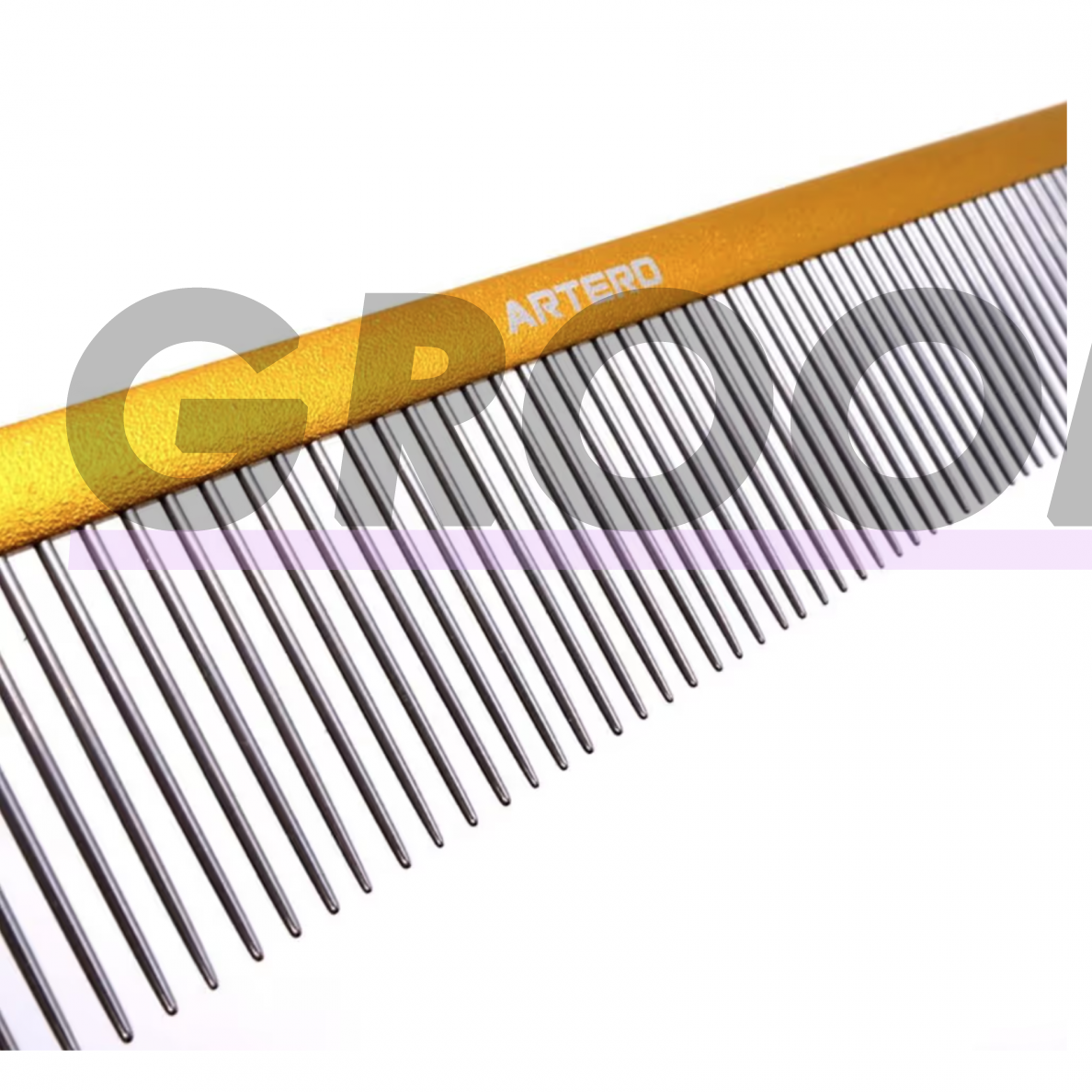 "Artero Nature Giant Gold Comb" - большая расческа 25 см с алюминиевой ручкой, среднее расстояние между зубцами, штифт 36 мм 3