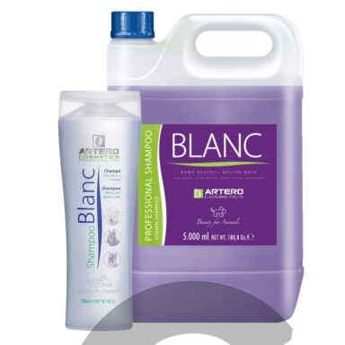„Artero Blanc“ Shampoo - spalvą paryškinantis šampūnas šunims, skirtas baltam, juodam ir sidabriniam kailiui „Artero Blanc“ Shampoo - spalvą paryškinantis šampūnas šunims, skirtas baltam, juodam ir sidabriniam kailiui