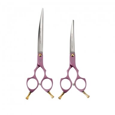 Artero Fusion Pink Curvy Scissors - profesionalios, lengvos "Asian Fusion" 7 colių kirpimo žirklės