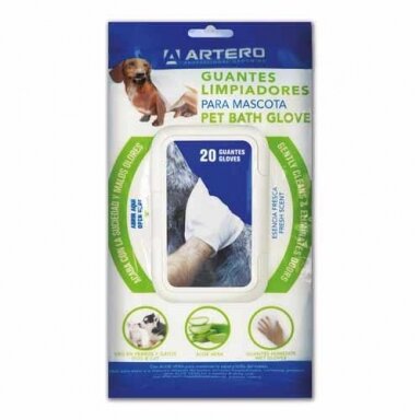 Artero Pet Bath Gloves - pirštinės/servetėlės kailio valymui Artero Pet Bath Gloves - pirštinės/servetėlės kailio valymui