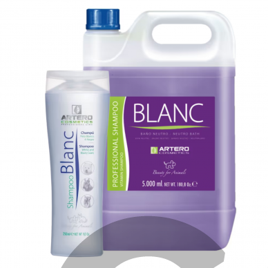 „Artero Blanc“ Shampoo - spalvą paryškinantis šampūnas šunims, skirtas baltam, juodam ir sidabriniam kailiui