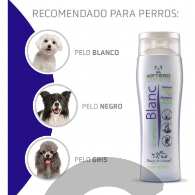„Artero Blanc“ Shampoo - spalvą paryškinantis šampūnas šunims, skirtas baltam, juodam ir sidabriniam kailiui 3