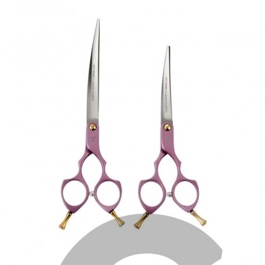 Artero Fusion Pink Curvy Scissors - profesionalios, lengvos "Asian Fusion" 7 colių kirpimo žirklės