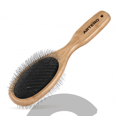 Artero Nature Double Slicker Pin Brush - двусторонняя бамбуковая щетка для пуделей 2