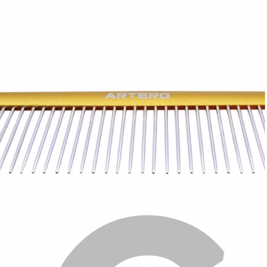 "Artero Nature Giant Gold Comb" - большая расческа 25 см с алюминиевой ручкой, среднее расстояние между зубцами, штифт 36 мм 2