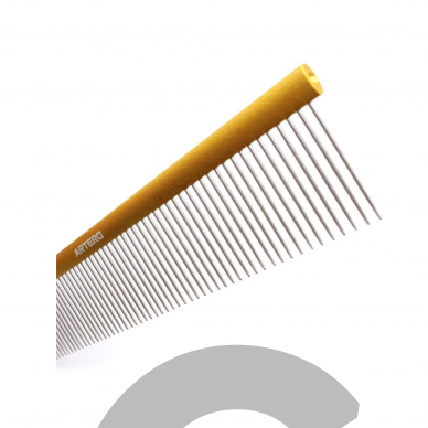 "Artero Nature Giant Gold Comb" - большая расческа 25 см с алюминиевой ручкой, среднее расстояние между зубцами, штифт 36 мм 1