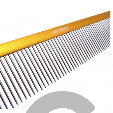 "Artero Nature Giant Gold Comb" - большая расческа 25 см с алюминиевой ручкой, среднее расстояние между зубцами, штифт 36 мм 3