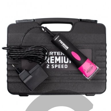 "Artero Premium" 2 greičių rožinė kirpimo mašinėlė 25 W - profesionali dviejų greičių gyvūnų kirpimo mašinėlė su Nr 10 galvutė 2 "Artero Premium" 2 greičių rožinė kirpimo mašinėlė 25 W - profesionali dviejų greičių gyvūnų kirpimo mašinėlė su Nr 10 galvutė 2
