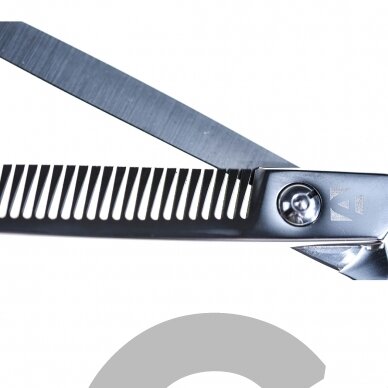 Artero Professional Alp Thinning 7.5 "-profesionalios vienpusės filiravimo žirklės su mikro pjūviu ant kiekvieno dantuko, 43 japoniško plieno dantukai. 3 Artero Professional Alp Thinning 7.5 "-profesionalios vienpusės filiravimo žirklės su mikro pjūviu ant kiekvieno dantuko, 43 japoniško plieno dantukai. 3