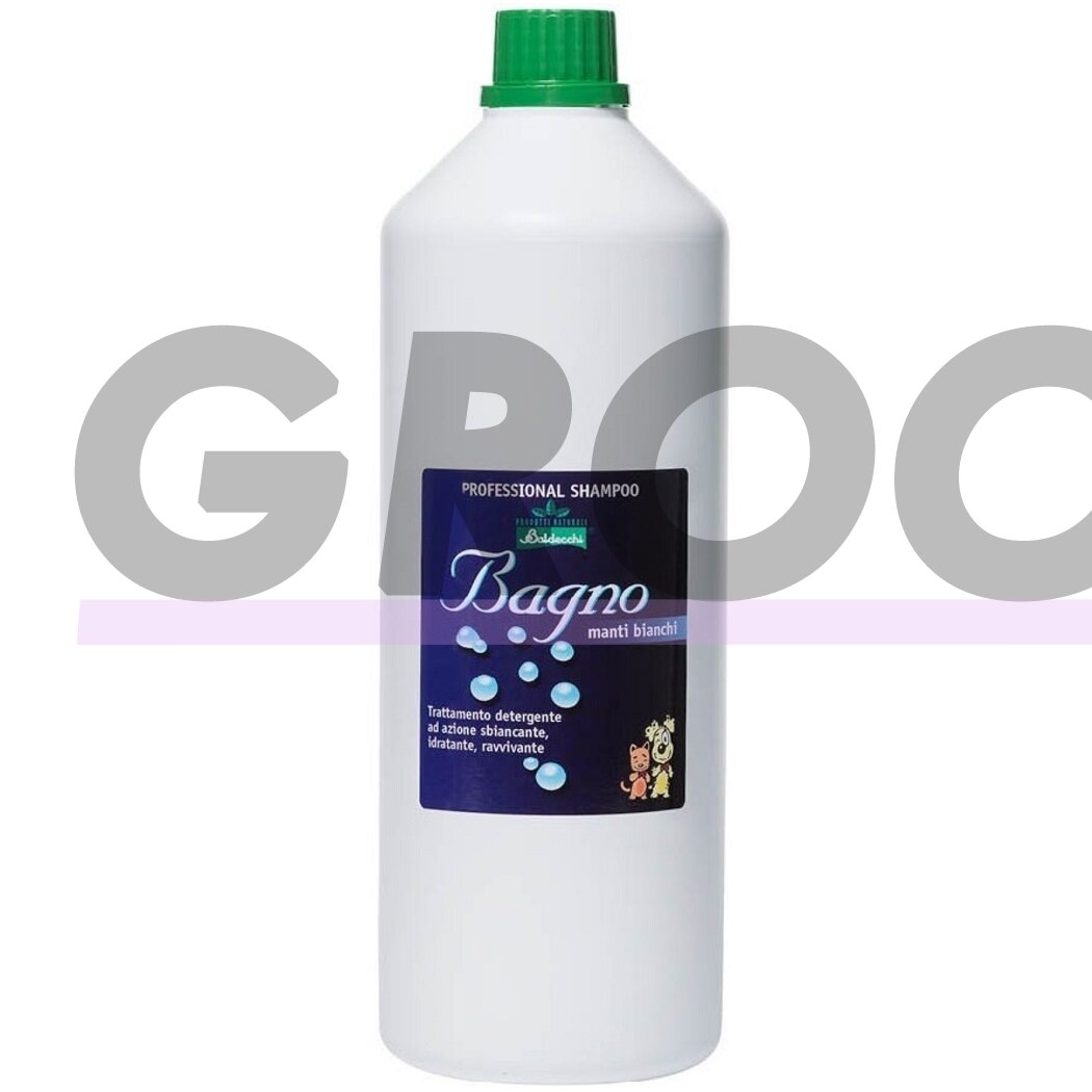 Baldecchi White Hair Bath Shampoo - šviesinantis šampūnas baltam ir šviesiam kailiui. Talpa: 1L