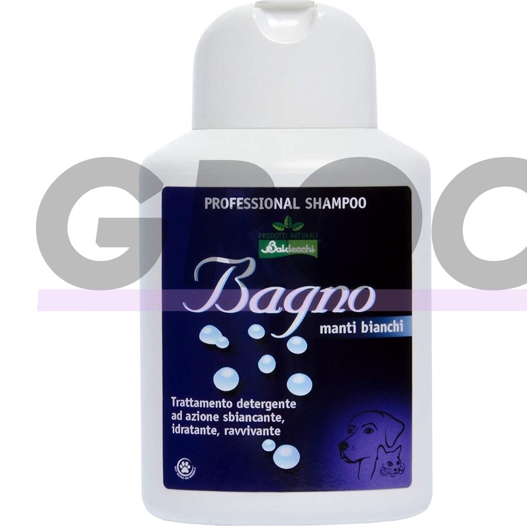 Baldecchi White Hair Bath Shampoo - šviesinantis šampūnas baltam ir šviesiam kailiui