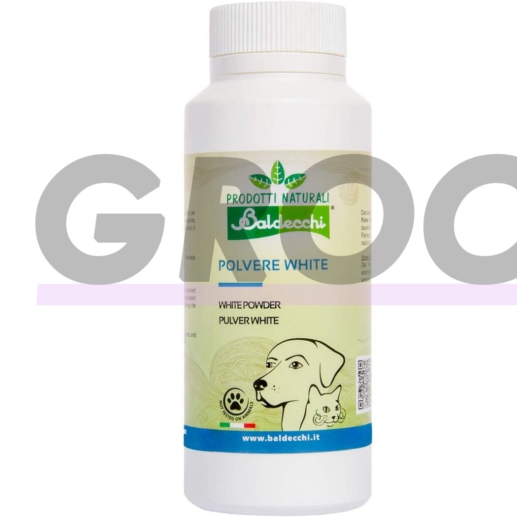 Baldecchi White Powder - balinamieji milteliai, padedantys užmaskuoti kailio pageltimą ir spalvos pasikeitimą Baldecchi White Powder - balinamieji milteliai, padedantys užmaskuoti kailio pageltimą ir spalvos pasikeitimą