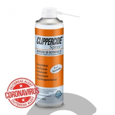 "Barbicide Clippercide 5in1" 500ml - purškiklis kirpimo gaivutėms dezinfekuoti, prižiūrėti ir aušinti "Barbicide Clippercide 5in1" 500ml - purškiklis kirpimo gaivutėms dezinfekuoti, prižiūrėti ir aušinti