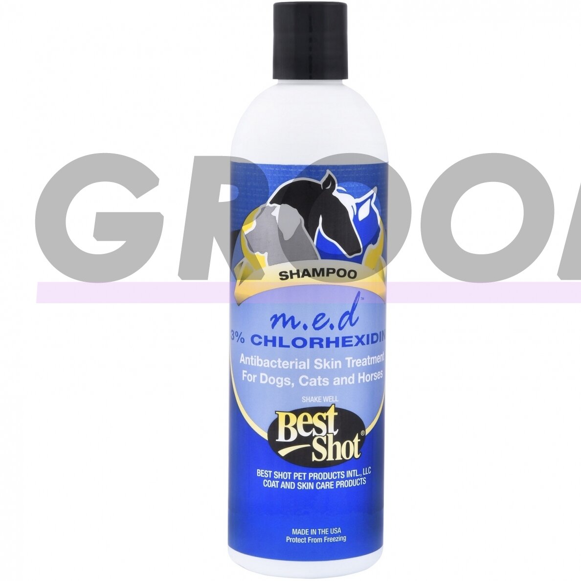 Best Shot M.E.D. Chlorhexidine Shampoo 3% - antibakterinis, terapinis šampūnas gyvūnams, turintiems odos problemų -355ml