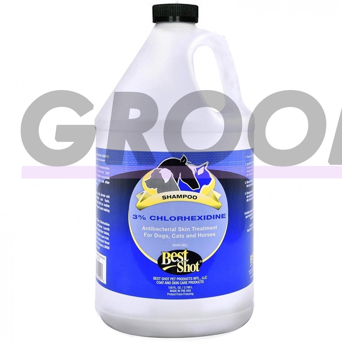Best Shot M.E.D. Chlorhexidine Shampoo 3% - antibakterinis, terapinis šampūnas gyvūnams, turintiems odos problemų -3,8L