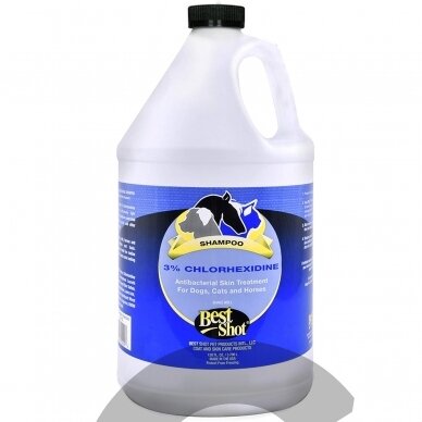 Best Shot M.E.D. Chlorhexidine Shampoo 3% - antibakterinis, terapinis šampūnas gyvūnams, turintiems odos problemų -3,8L Best Shot M.E.D. Chlorhexidine Shampoo 3% - antibakterinis, terapinis šampūnas gyvūnams, turintiems odos problemų -3,8L
