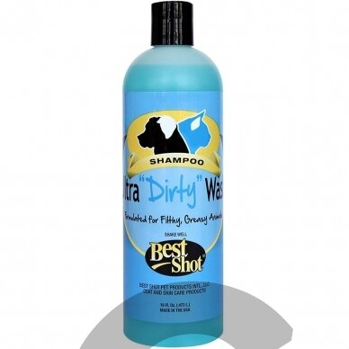 Best Shot Ultra Dirty Wash Shampoo - profesionalus, giliai valantis ir labai koncentruotas šampūnas labai nešvariam kailiui