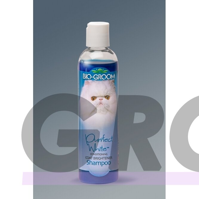 Bio-Groom Purrfect White - šviesinantis šampūnas katėms su baltu ir šviesiu kailiu