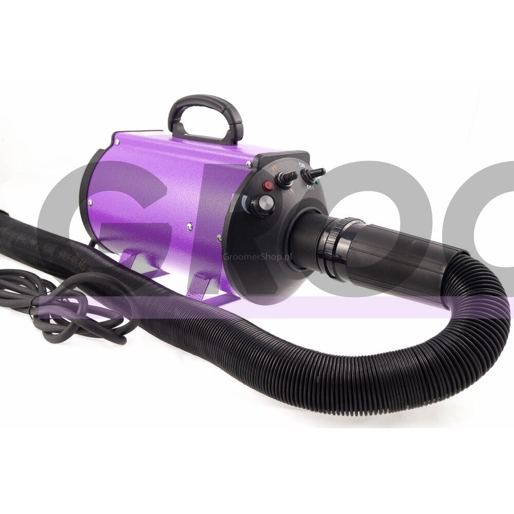 „Blovi DoubleBlaster“ 2200 W – kirpėjų džiovintuvas ant stovo, su sklandžiu oro srauto reguliavimu ir dviejų pakopų kaitinimo elementu, violetinės spalvos. 1