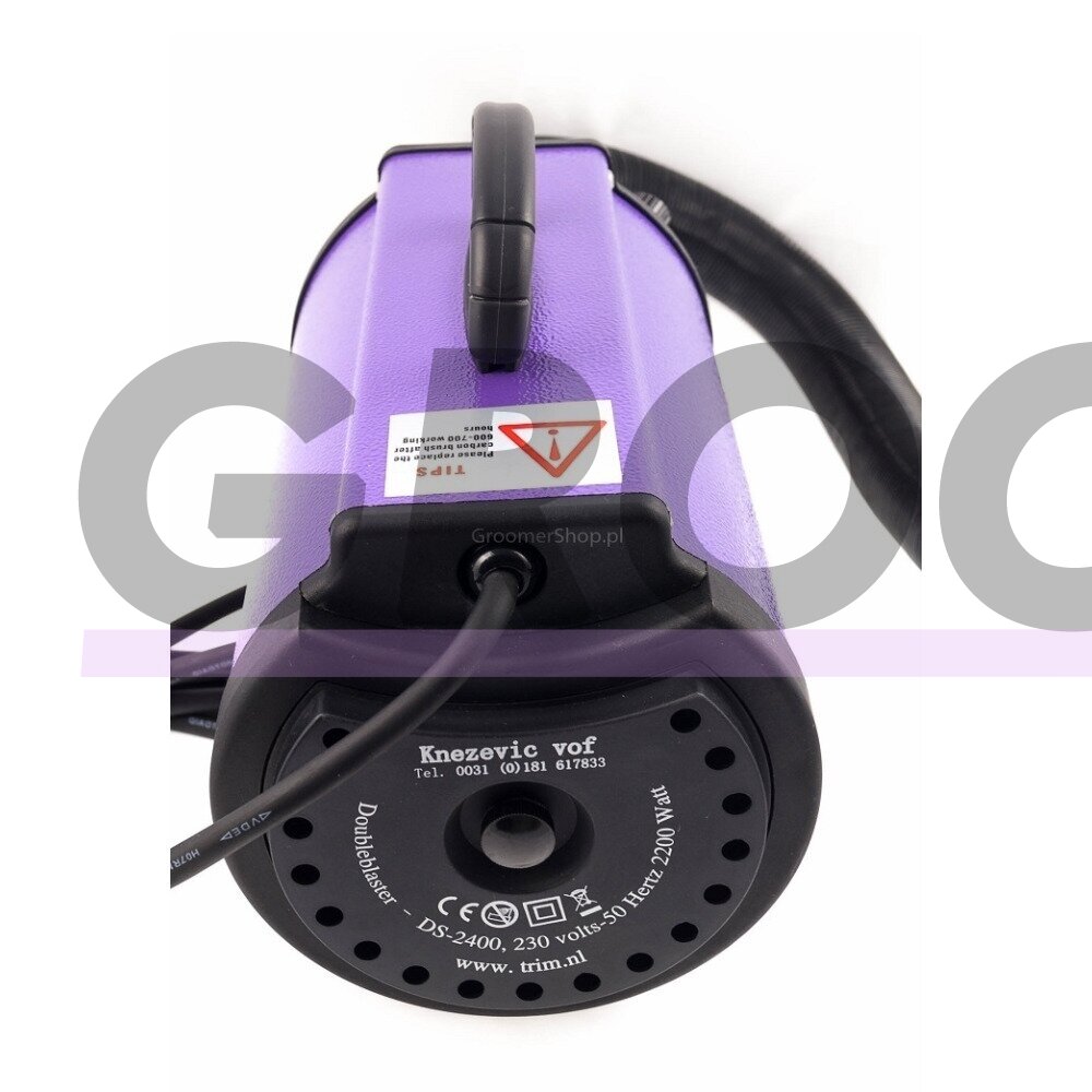 „Blovi DoubleBlaster“ 2200 W – kirpėjų džiovintuvas ant stovo, su sklandžiu oro srauto reguliavimu ir dviejų pakopų kaitinimo elementu, violetinės spalvos. 3