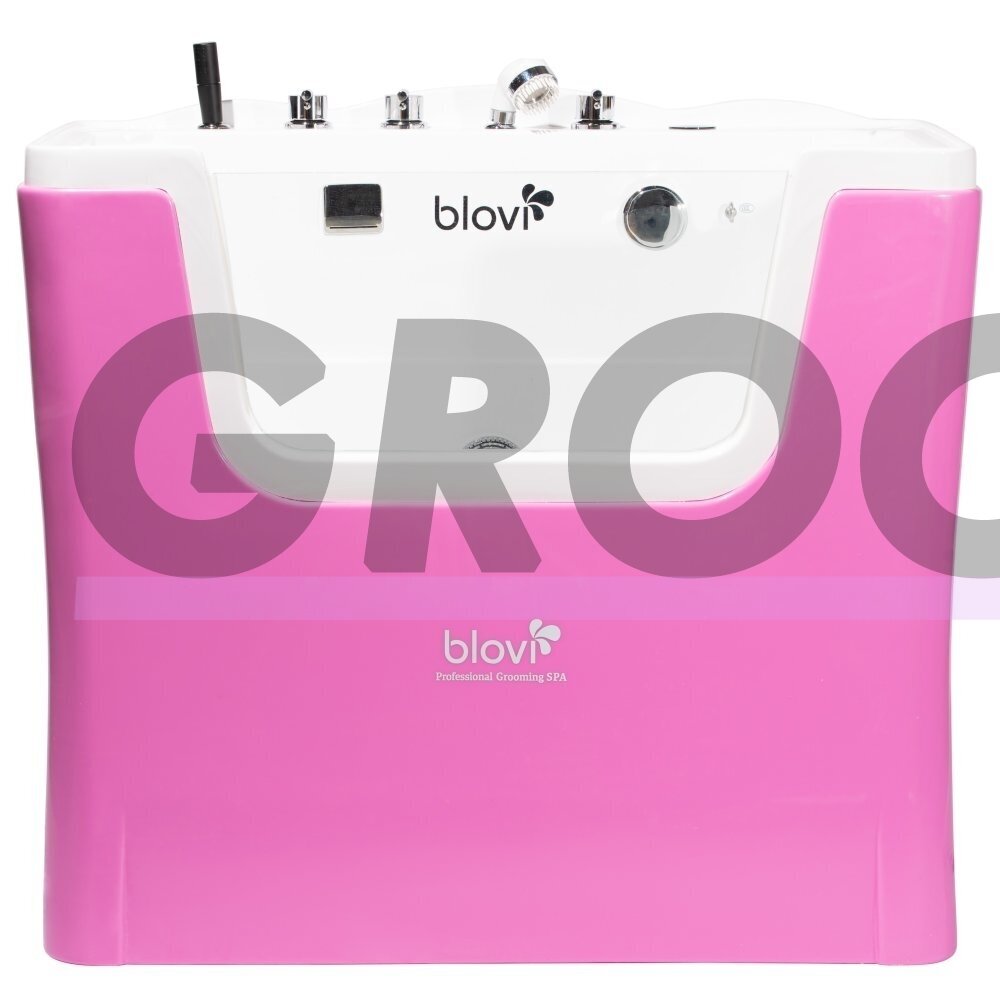 "Blovi Professional Grooming SPA" 120x73x95 cm - ozono vonia su "Milky SPA Micro Bubble" technologija ir hidromasažu, rožinės ir baltos spalvos "Blovi Professional Grooming SPA" 120x73x95 cm - ozono vonia su "Milky SPA Micro Bubble" technologija ir hidromasažu, rožinės ir baltos spalvos