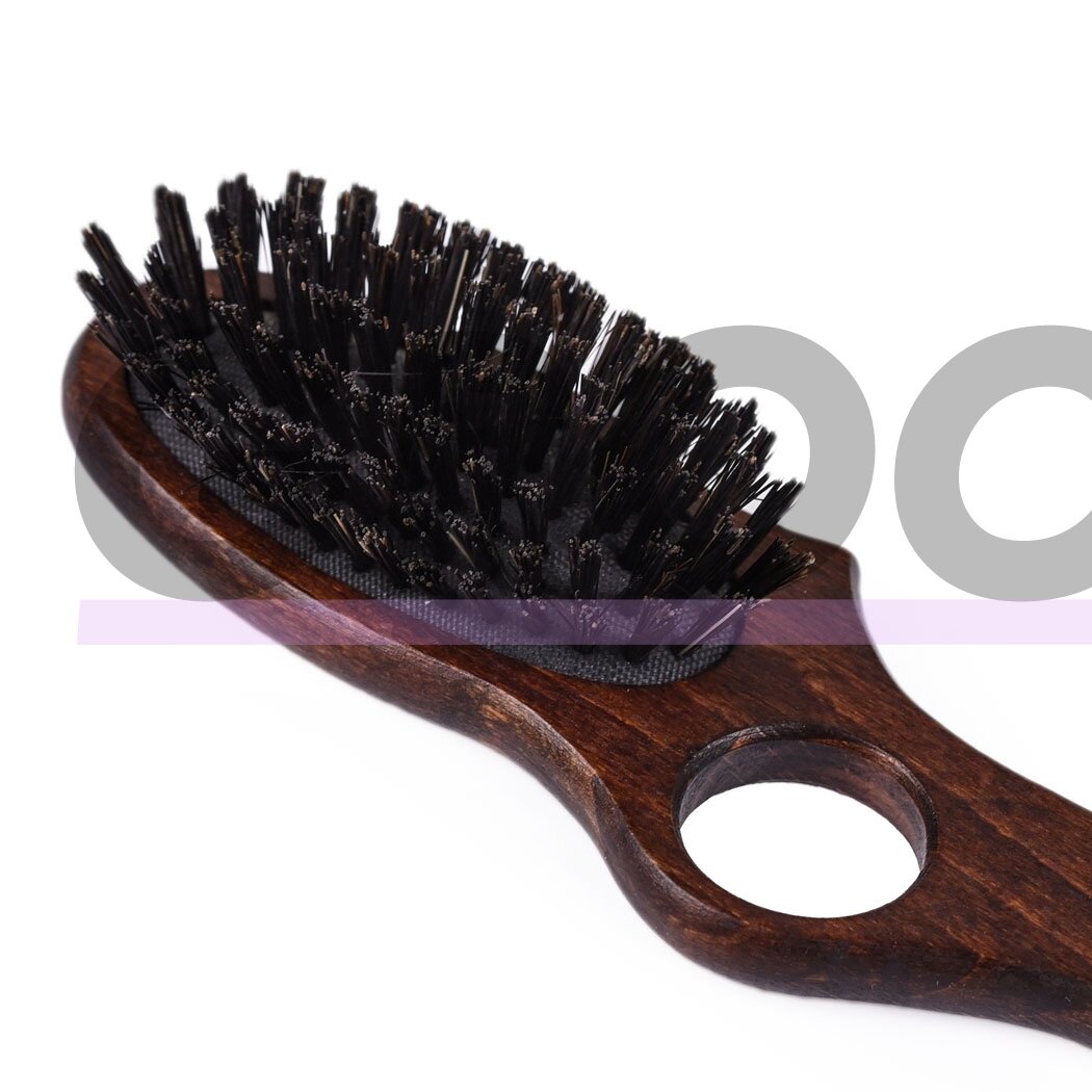 Blovi Brown Wood Brush 21cm - маленькая деревянная щетка с натуральной щетиной и отверстием для пальца, для пород с короткой и/или тонкой шерстью 2