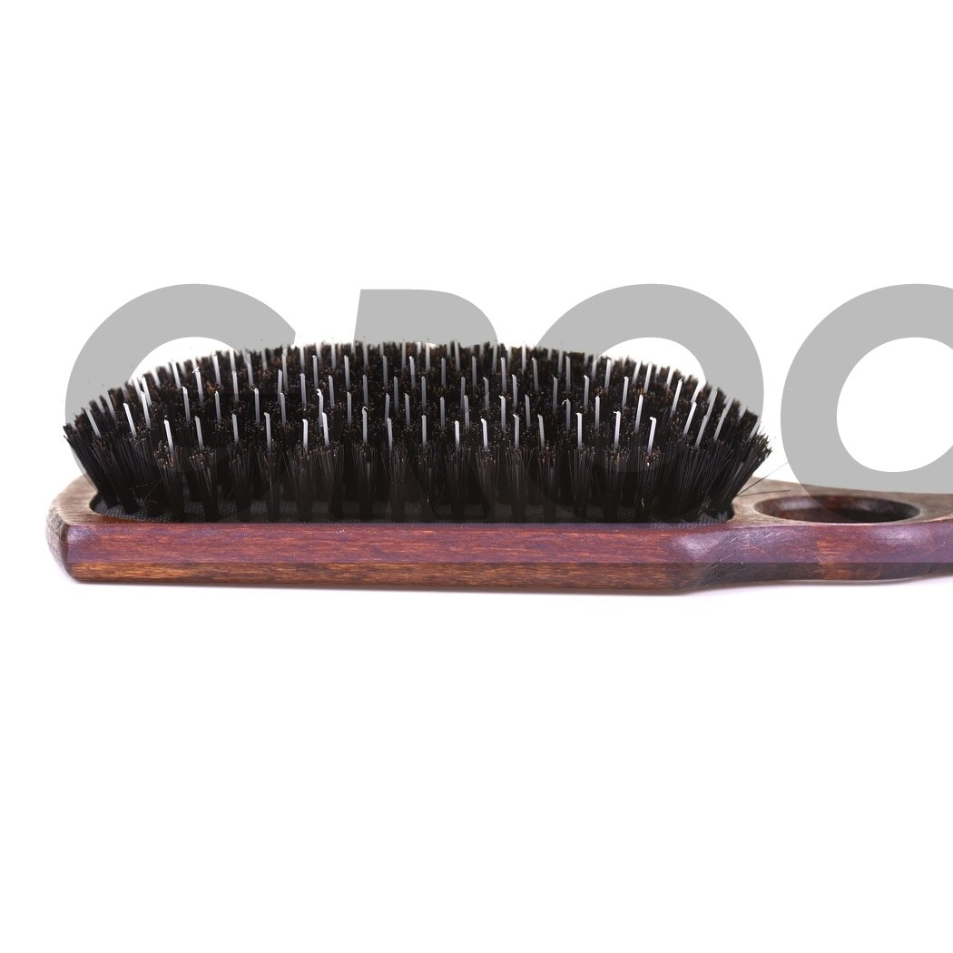 Blovi Brown Wood Brush 26cm - extra duża, drewniana szczotka z włosiem naturalnym, rozczesywaczem i otworem na palec, dla ras długowłosych 3 Blovi Brown Wood Brush 26cm - extra duża, drewniana szczotka z włosiem naturalnym, rozczesywaczem i otworem na palec, dla ras długowłosych 3