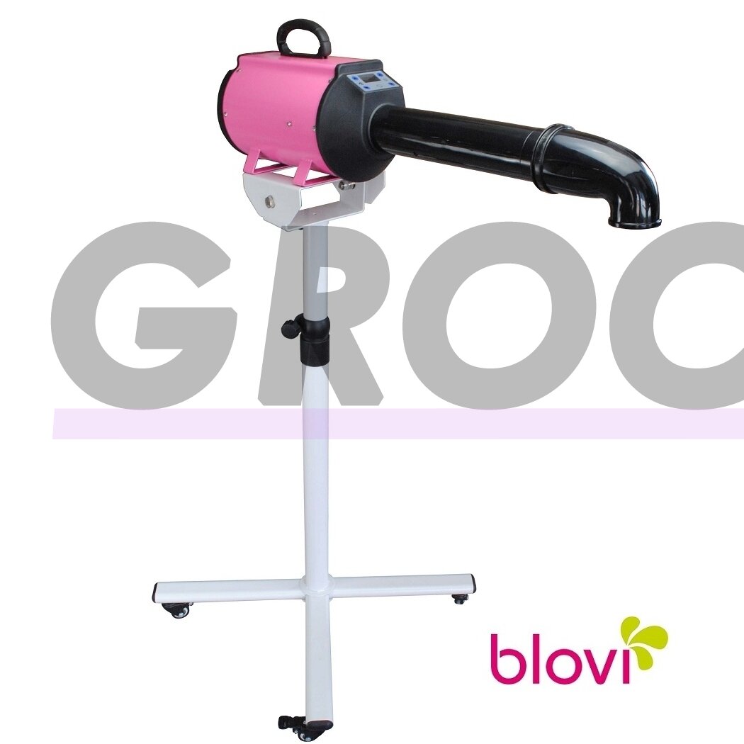 "Blovi Canves 2200W" - modernus plaukų džiovintuvas su LCD ekranu ir stovu, rožinės spalvos "Blovi Canves 2200W" - modernus plaukų džiovintuvas su LCD ekranu ir stovu, rožinės spalvos