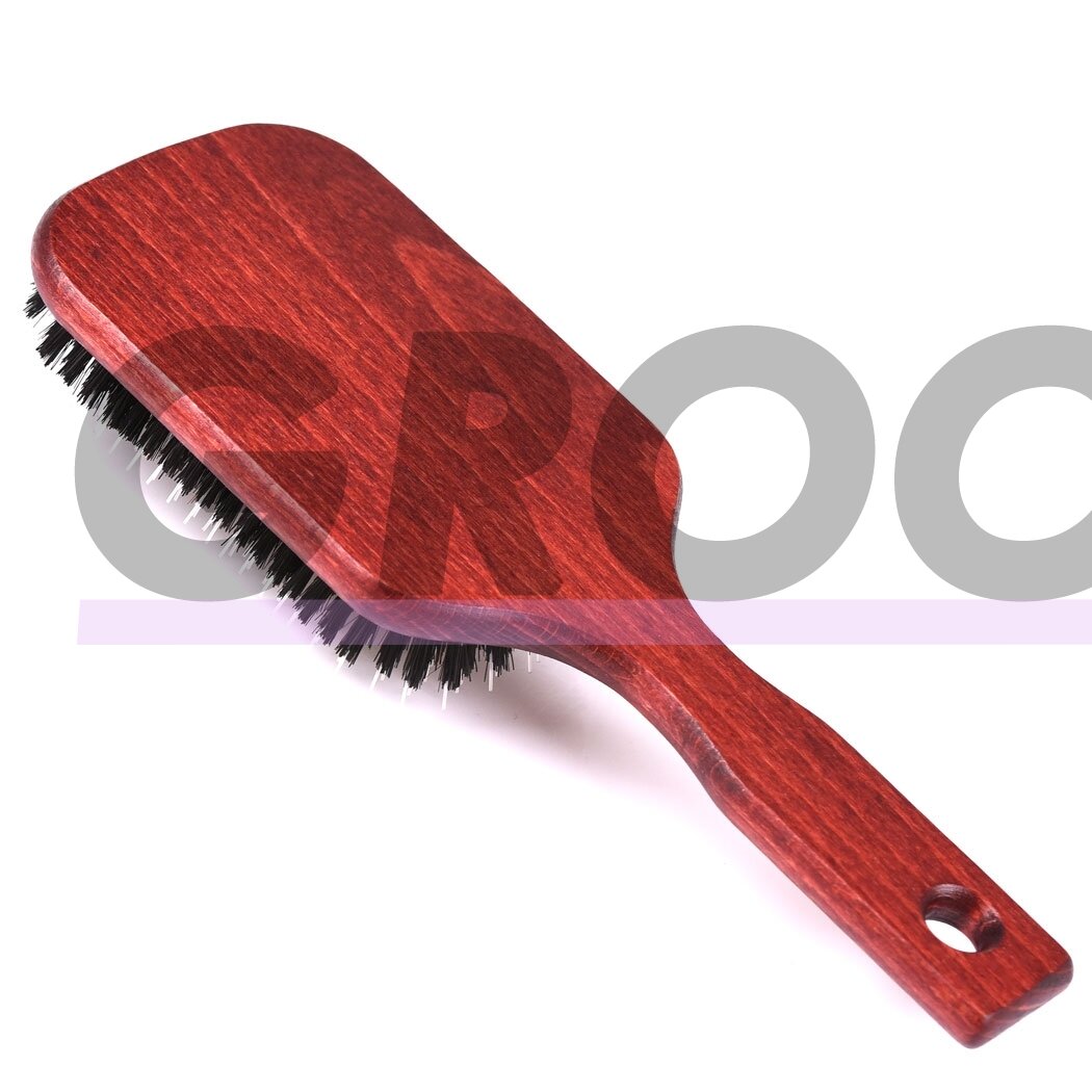 "Blovi Red Wood Brush" 24,5 cm - itin didelis medinis šepetys su natūraliais šereliais ir iššukavimo priemone, skirtas ilgaplaukėms veislėms 1 "Blovi Red Wood Brush" 24,5 cm - itin didelis medinis šepetys su natūraliais šereliais ir iššukavimo priemone, skirtas ilgaplaukėms veislėms 1