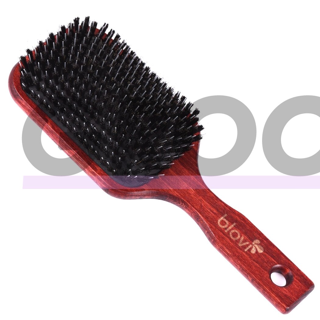 "Blovi Red Wood Brush" 24,5 cm - itin didelis medinis šepetys su natūraliais šereliais ir iššukavimo priemone, skirtas ilgaplaukėms veislėms "Blovi Red Wood Brush" 24,5 cm - itin didelis medinis šepetys su natūraliais šereliais ir iššukavimo priemone, skirtas ilgaplaukėms veislėms