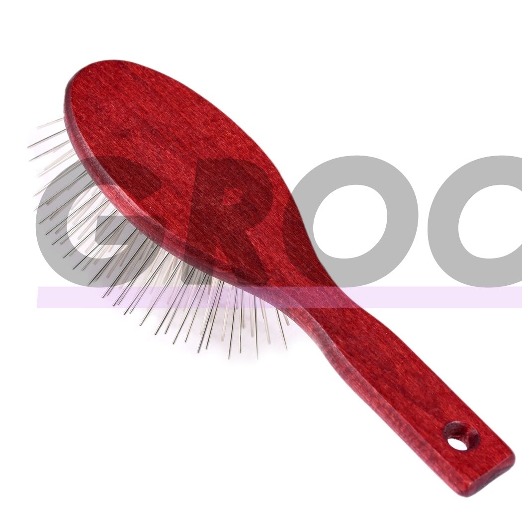 "Blovi Red Wood Pin Brush" - didelis, minkštas ir medinis šepetys su ilgais 30 mm metaliniais smeigtukais 1 "Blovi Red Wood Pin Brush" - didelis, minkštas ir medinis šepetys su ilgais 30 mm metaliniais smeigtukais 1
