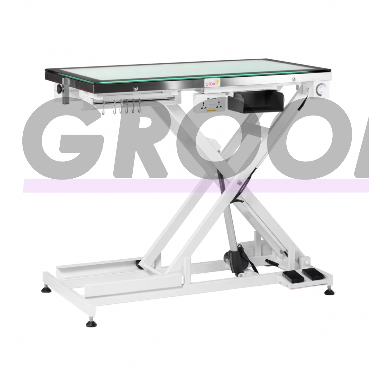 Blovi Luminous Pro 120x65 - профессиональный стол для груминга с подъемником и стеклянной столешницей с LED-подсветкой 1 Blovi Luminous Pro 120x65 - профессиональный стол для груминга с подъемником и стеклянной столешницей с LED-подсветкой 1