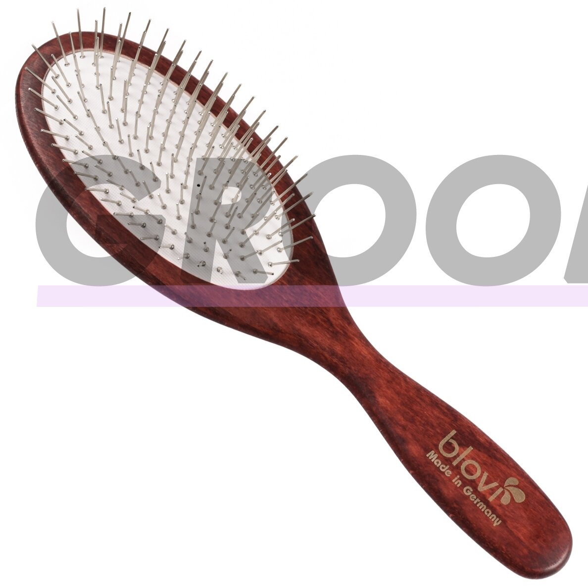 Blovi Red Wood Soft Pin Brush - didelis medinis šepetys su 21 mm metaliniais smeigtukais, labai minkštas (jorkšyrų, maltiečių, ši cu šunims)