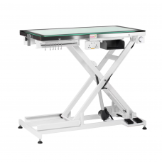 "Blovi Luminous Pro 120x65" - profesionalus kirpimo stalas su keltuvu ir LED apšviestu stikliniu stalviršiu