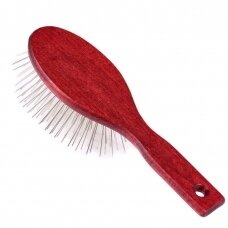 "Blovi Red Wood Pin Brush" - didelis, minkštas ir medinis šepetys su ilgais 30 mm metaliniais smeigtukais