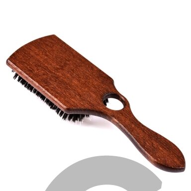 Blovi Brown Wood Brush 26cm - extra duża, drewniana szczotka z włosiem naturalnym, rozczesywaczem i otworem na palec, dla ras długowłosych Blovi Brown Wood Brush 26cm - extra duża, drewniana szczotka z włosiem naturalnym, rozczesywaczem i otworem na palec, dla ras długowłosych