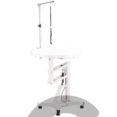 „Blovi Luce Air Lift LED Grooming Table“ – kirpimo stalas su apšviestu 70 cm pasukamu stalviršiu ir pneumatiniu keltuvu.