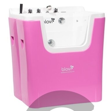 "Blovi Professional Grooming SPA" 90x68x95 cm - ozono vonia su "Milky SPA Micro Bubble" technologija ir hidromasažu, rožinės ir baltos spalvos "Blovi Professional Grooming SPA" 90x68x95 cm - ozono vonia su "Milky SPA Micro Bubble" technologija ir hidromasažu, rožinės ir baltos spalvos
