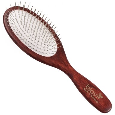 Blovi Red Wood Soft Pin Brush - didelis medinis šepetys su 21 mm metaliniais smeigtukais, labai minkštas (jorkšyrų, maltiečių, ši cu šunims)