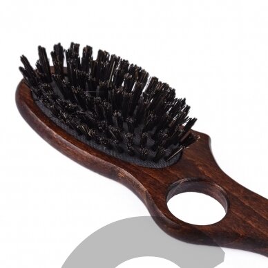 Blovi Brown Wood Brush 21cm - маленькая деревянная щетка с натуральной щетиной и отверстием для пальца, для пород с короткой и/или тонкой шерстью 2