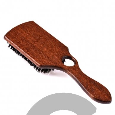 Blovi Brown Wood Brush 26cm - extra duża, drewniana szczotka z włosiem naturalnym, rozczesywaczem i otworem na palec, dla ras długowłosych 1 Blovi Brown Wood Brush 26cm - extra duża, drewniana szczotka z włosiem naturalnym, rozczesywaczem i otworem na palec, dla ras długowłosych 1