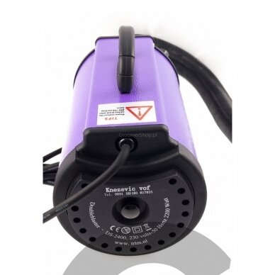 „Blovi DoubleBlaster“ 2200 W – kirpėjų džiovintuvas ant stovo, su sklandžiu oro srauto reguliavimu ir dviejų pakopų kaitinimo elementu, violetinės spalvos. 3